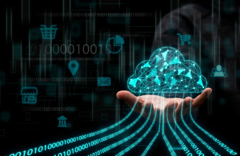 Business man holding a cloud computing logo