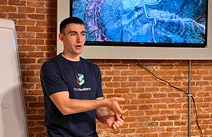 Spain Office employee showing a presentation