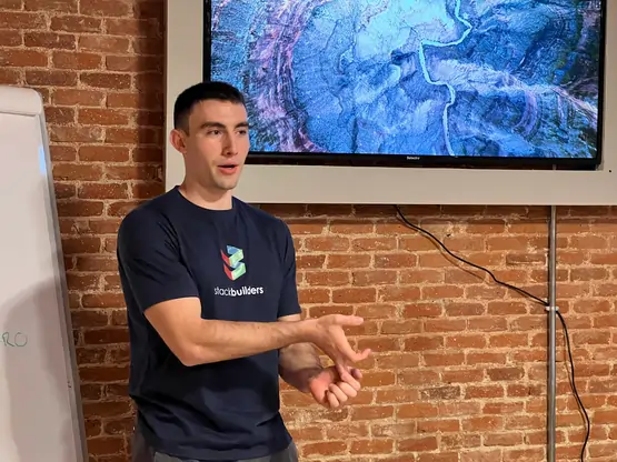 Spain Office employee showing a presentation