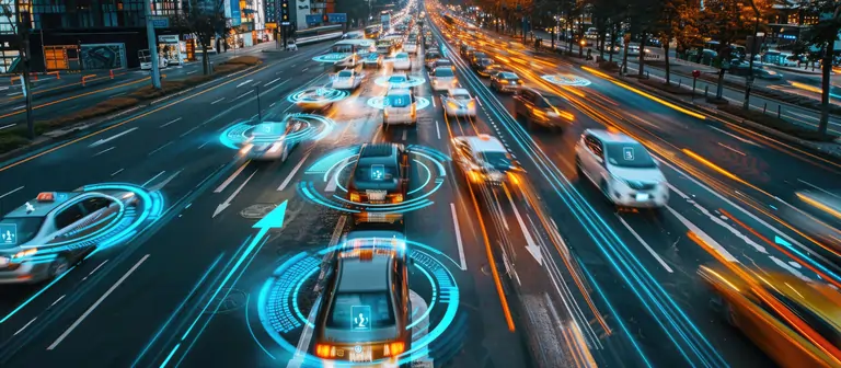 Image representing data visualization of cars in a highway